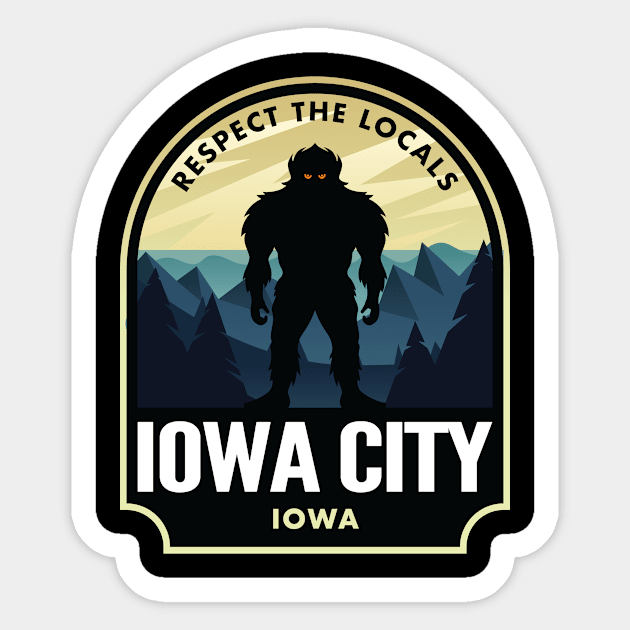 Iowa City Iowa Bigfoot Sasquatch Sticker by HalpinDesign